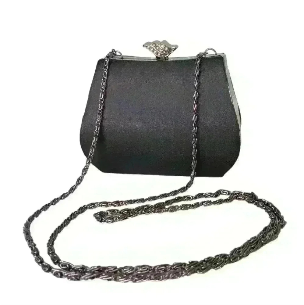 Jessica McClintock Mini Evening Purse Black Satin